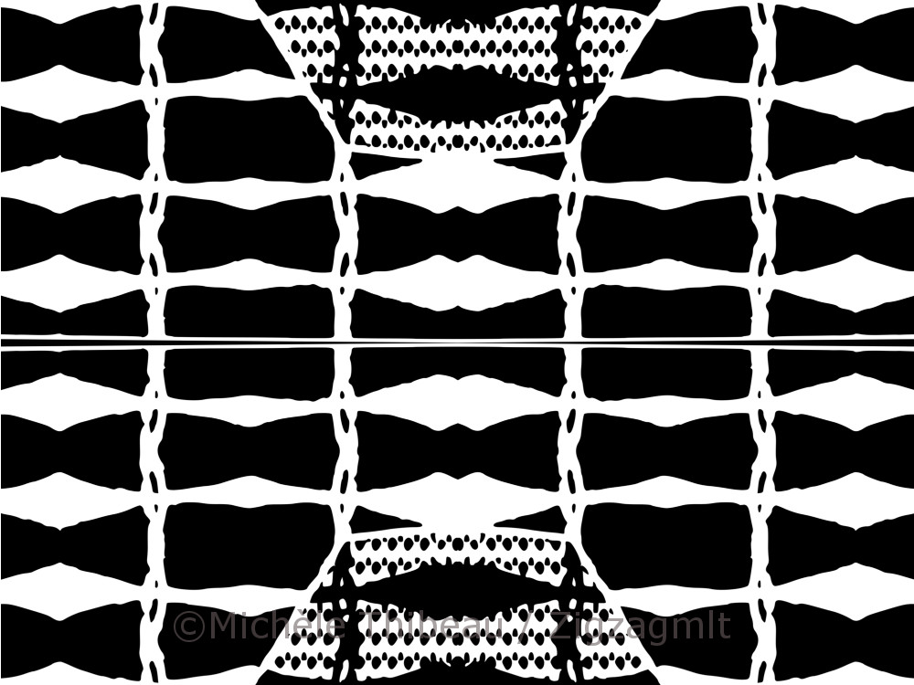 Experimenting with a basic geometric flower shape and pattern. Playing with scale in black and white.